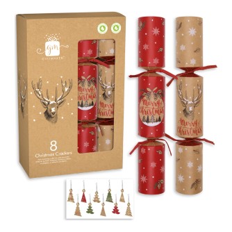 Kraft Stag Plastic-Free Christmas Crackers - 8 Pack