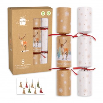 Giftmaker Kraft Stag Christmas Crackers - Pack of 8
