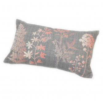 Pink and Grey Floral Bolster Cushion