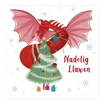 Red Dragon Welsh Bilingual Christmas Cards - Pack of 10 / Draig Goch Cardiau Nadolig Dwyieithog - Pecyn o 10