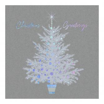 Solo Silver Holographic Tree Christmas Cards - Pack of 20