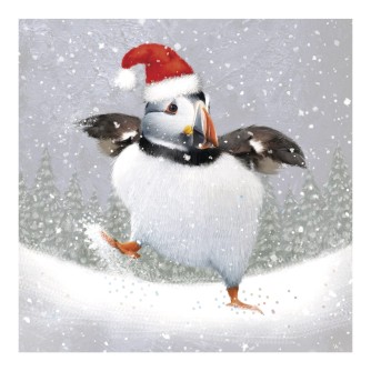 Dancing Puffin Christmas Cards - Pack of 10