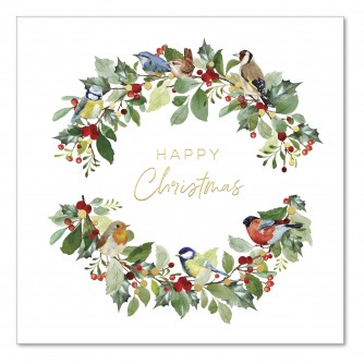 Bird Wreath Christmas Cards - Pack of 10 or 20