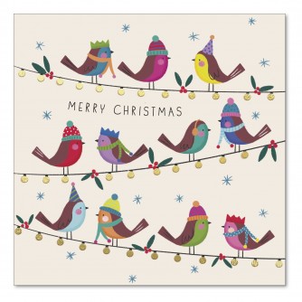 Bright Bird Bunting Christmas Cards - Pack of 10