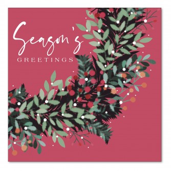 Red Wreath Christmas Cards - Pack of 10