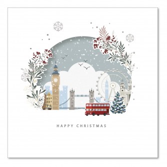 Miniature London Scene Christmas Cards - Pack of 10