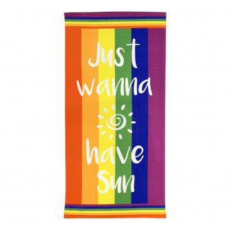 Rainbow Just Wanna Have Sun Beach Towel