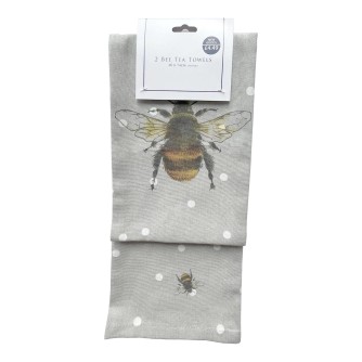 Dotty Bumblebee Cotton Tea Towel Twin Pack