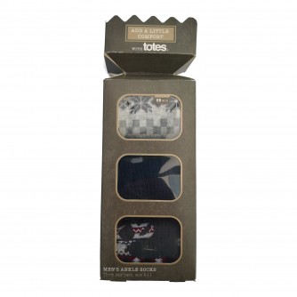 Totes Men's Ankle Socks 3 Pack - Stags