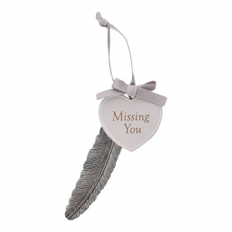 Missing You Remembrance Feather Hanging Decoration