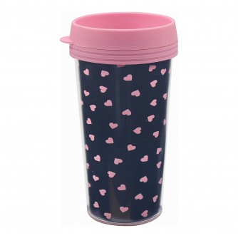 Breast Cancer Awareness Pink Hearts Travel Cup