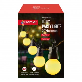Premier Multi-Action Battery-Operated Warm White Party Lights with Timer