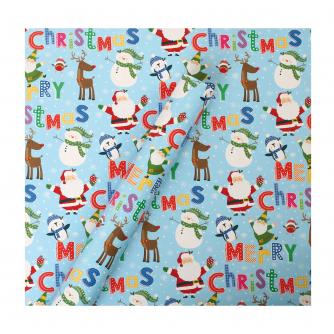 Tom Smith Blue Santa & Friends Wrapping Paper