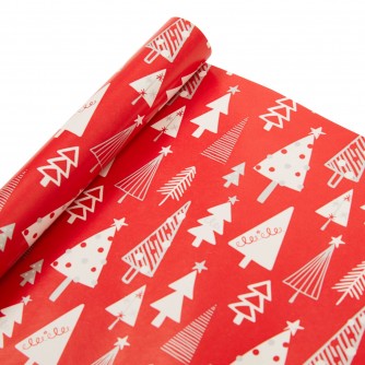 Red and White 4m Christmas Wrapping Paper - Red