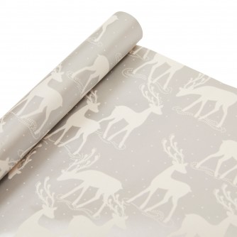 Silver Stags 4m Christmas Wrapping Paper