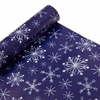 Midnight Blue 4m Christmas Wrapping Paper - Snowflake