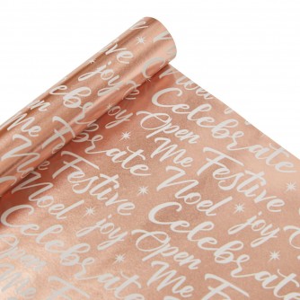 Rose Gold Lux Foil 1.5m Christmas Wrapping Paper - Greetings