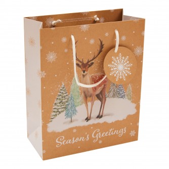 Stag Kraft Recyclable Christmas Gift Bag