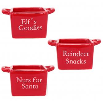 Red Santa Snack Bowl Set