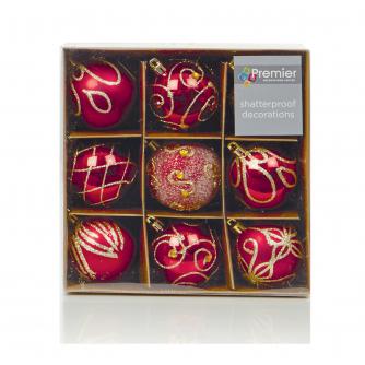 Red & Gold Patterned Baubles