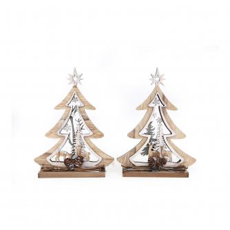 Wooden Tree Cutout Decorations - Set of 2