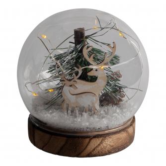 Reindeer in the Forest Light Up Glass Ball Decoration