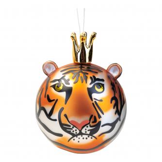 Tiger Glass Bauble with Crown
