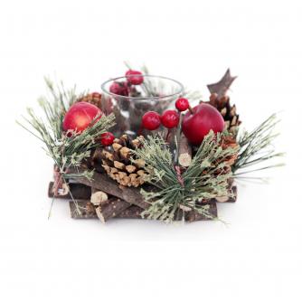 Pinecone and Berry Tealight Candle Holder
