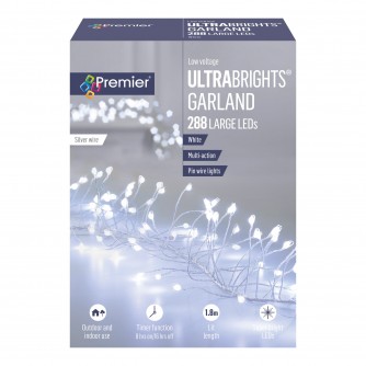 Premier Ultrabrights 1.8m 288 LED Indoor/Outdoor Silver Garland