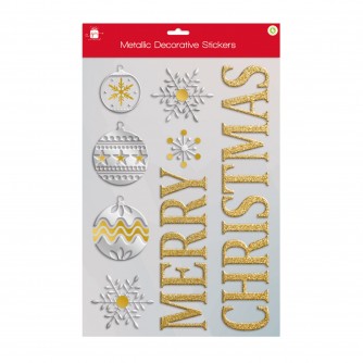 Metallic Snowflake and Bauble Christmas Window Stickers