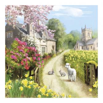 Village at Easter Time Easter Cards - Pack of 6