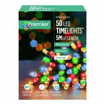 Multi-Coloured LED Indoor/Outdoor Battery Operated Timer Lights